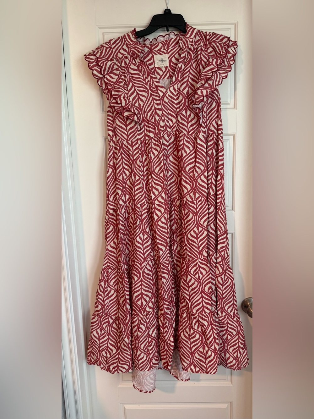 Women’s Umgee Red Print Midi Dress Size Medium NWOT